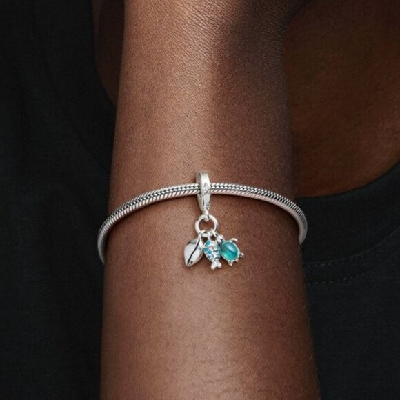 Pandora Fish, Sea Turtle & Conch Triple Dangle Charm - Picture 5 of 6